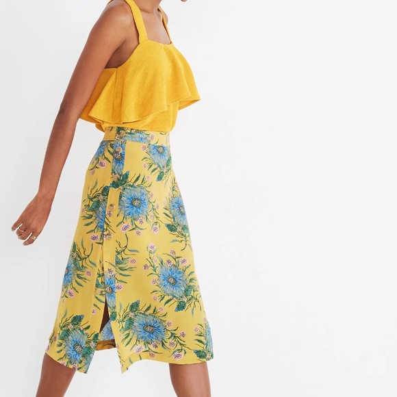 Madewell Dresses & Skirts - Madewell Silk Side-Button Skirt in Painted Blooms